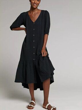 Anthropologie Maeve Scarletta Maxi Dress Black Size Large